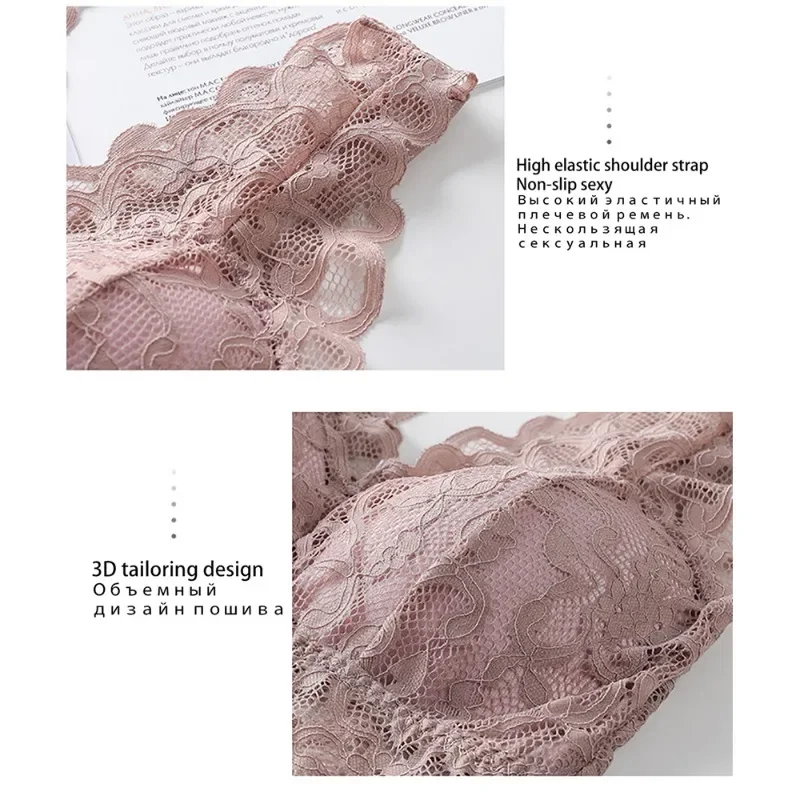 Women Summer Crop Top Bras Woman Seamless T-shirt Sexy Lace Bra Female Beauty Back Push Up Padded Camisole Women Tank Top