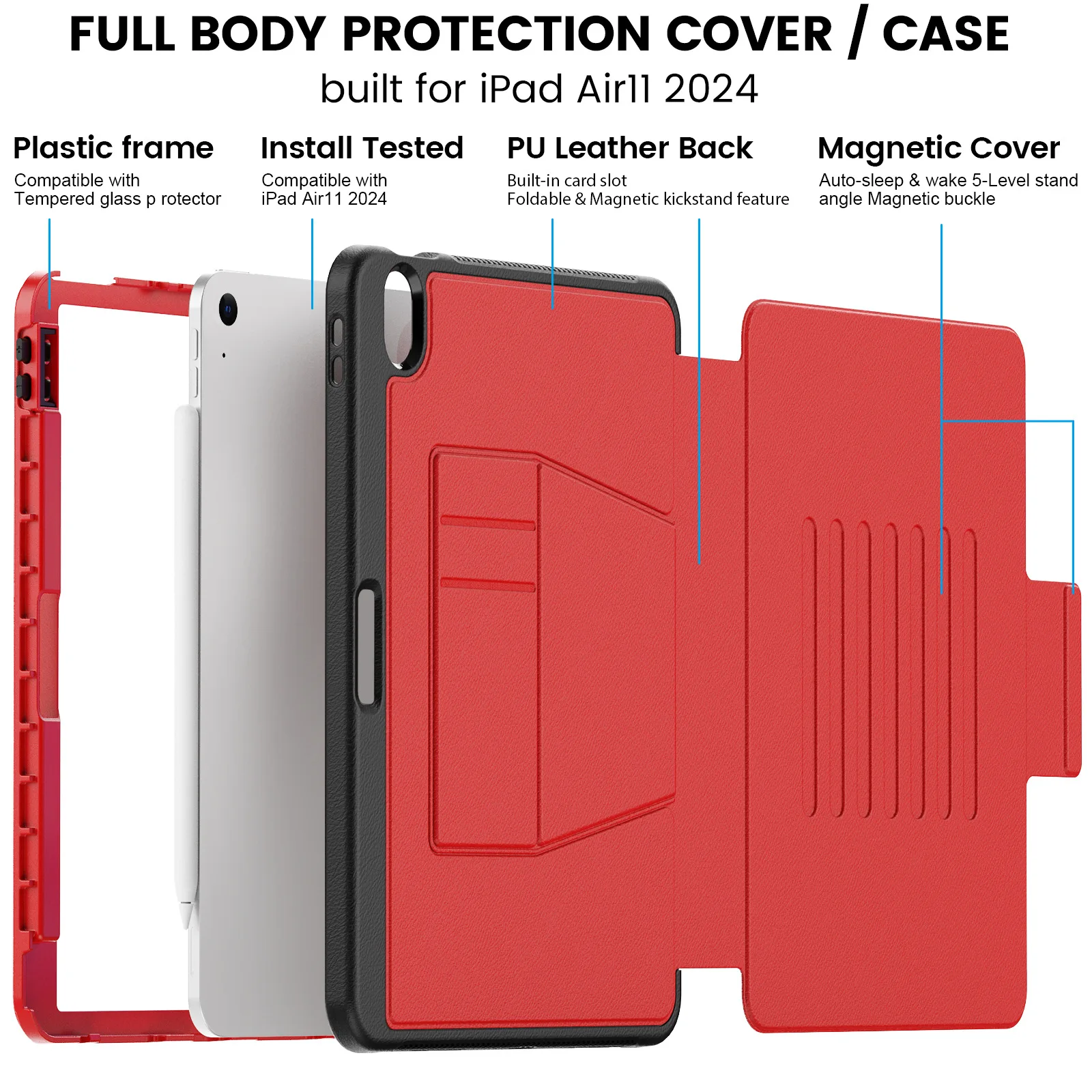 Magnet Smart Case For iPad Air 11 13 2024-2026 M4 Shockproof Rugged Cover iPad Pro 11 13 2025 Multi-angle Kickstand Buckle Funda