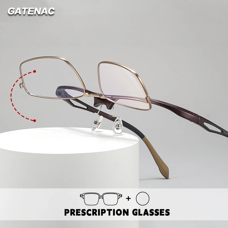 Gatenac Rotate Reading Glasses Men Eyebrow Anti Blue Light Photochromic Prescription Optical Glasses Women Flip Cover Eyewear
