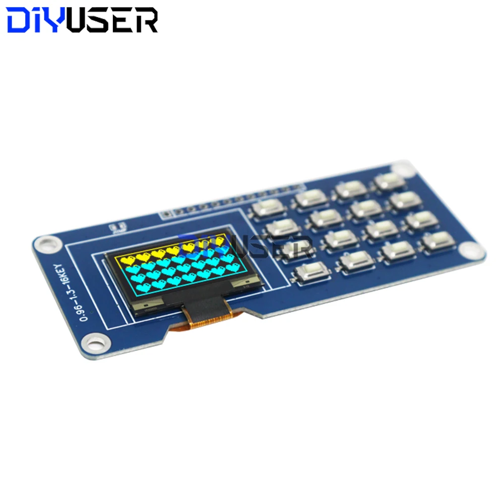 0.96 Inch OLED Display Module 128x64 with 4x4 Keyboard for Arduino Raspberry Pi, SSD1315 Driver, I2C/SPI