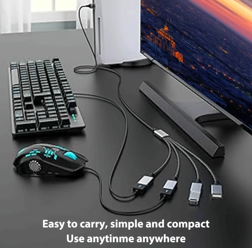 USB Type-C HUB Splitter Verlengkabel 1 Male naar 4 3 USBA Vrouwelijke USB Verlenging Datakabel Power Adapter USB Socket Converter OTG