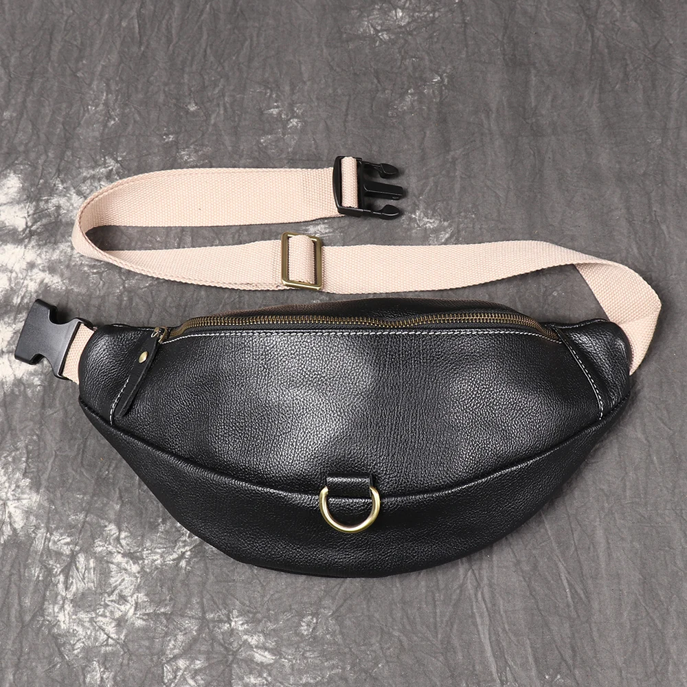 LUOKIR Unisex Genuine Leather Chest And Toe Cover Layered Leather Casual Versatile Crossbody Bag Large Capacity Mobile Phone Bag