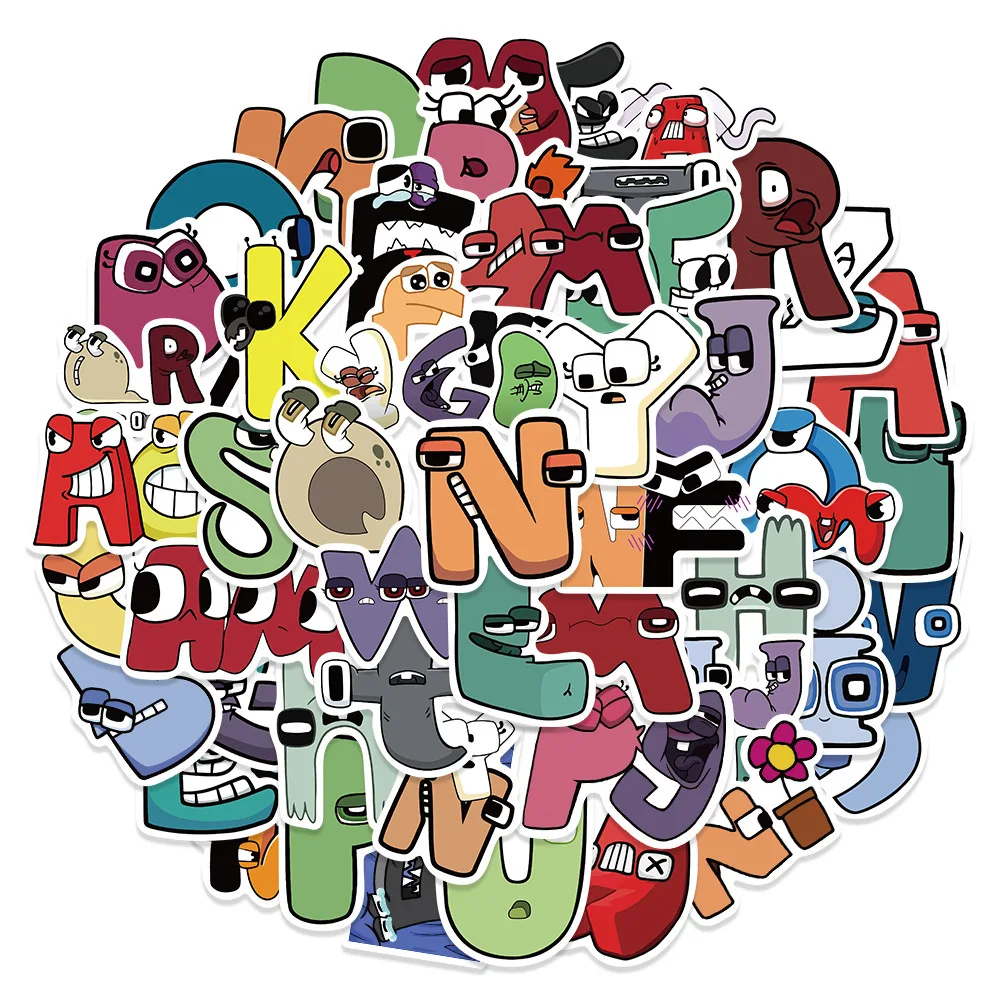 52 pièces dessin animé jeu Alphabet Lore autocollants pour ordinateur portable planche à roulettes moto voiture réfrigérateur guitare autocollant étanche jouets classiques