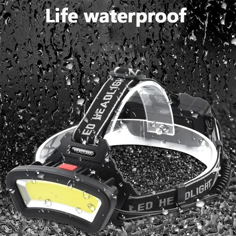 Headlight LED USB Recharge Strong head Flashlight Sensor Light Long Range Warning Headlamp Waterproof Camping COB Light Torch