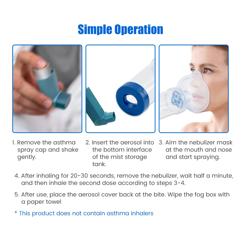 Portable Inhaler Cup Universal Nebulizer Spacer Mist Storage Tank Atomizer Asthma Spacer Chamber Pet Child Adults Medical Device