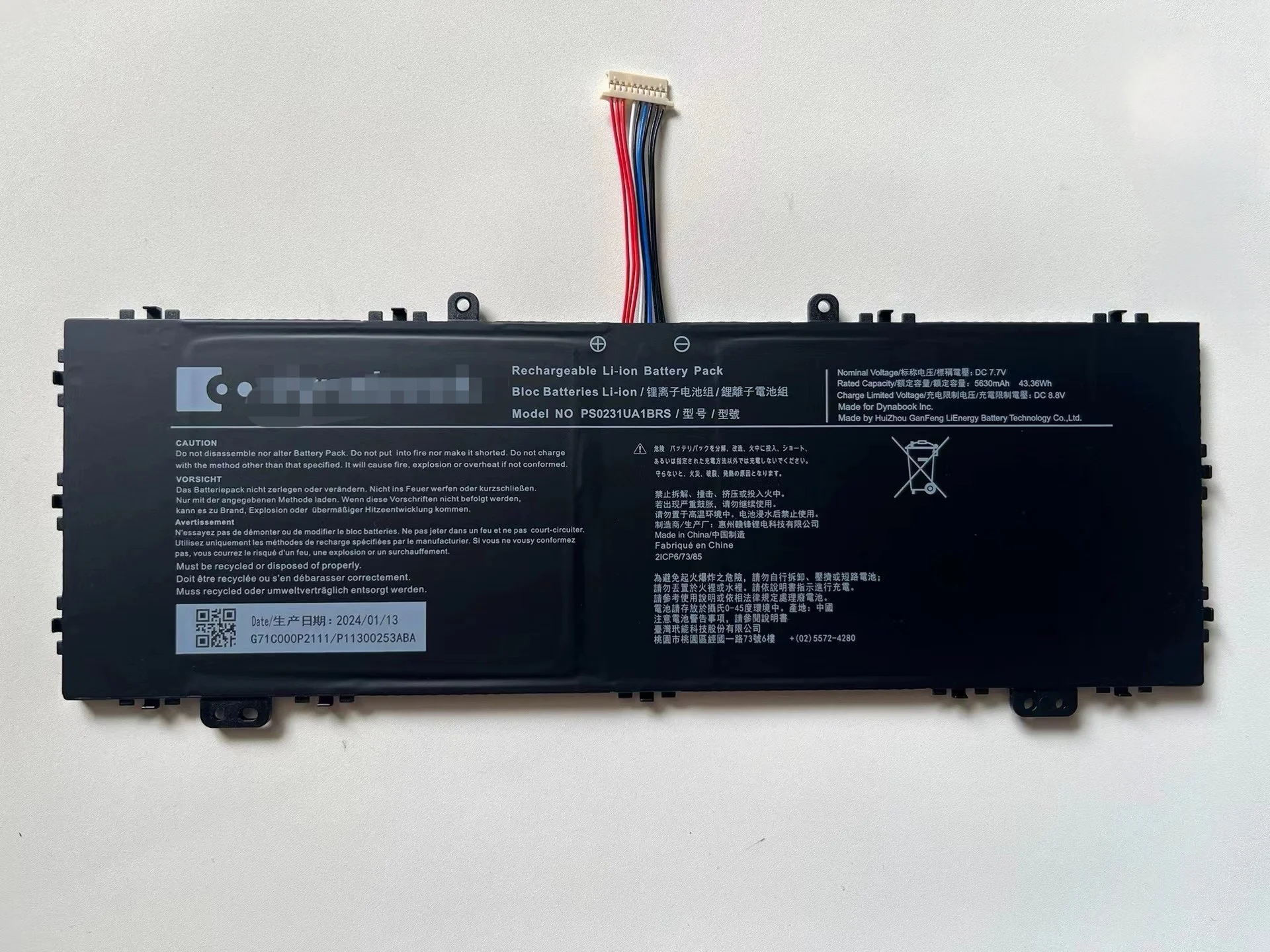 

PS0231UA1BRS New For Toshiba Dynabook Notebook Battery 7.7V 5830mAh