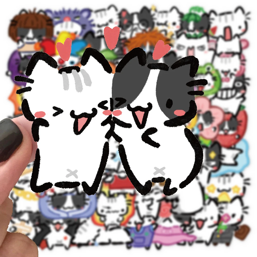 

10/30/50pcs Funny Cartoon Line Little Cat MEME Stickers Cute Graffiti Decals Toy DIY Suitcase Stationery Phone Diary PET Sticker