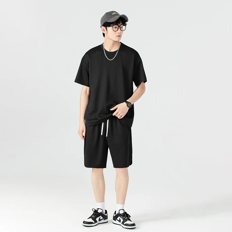 Summer Thin Shorts Short Sleeve Set New Men\'s High Quality Casual Fashion Comfortable Loose Outdoor Sports Fitness Couple Set