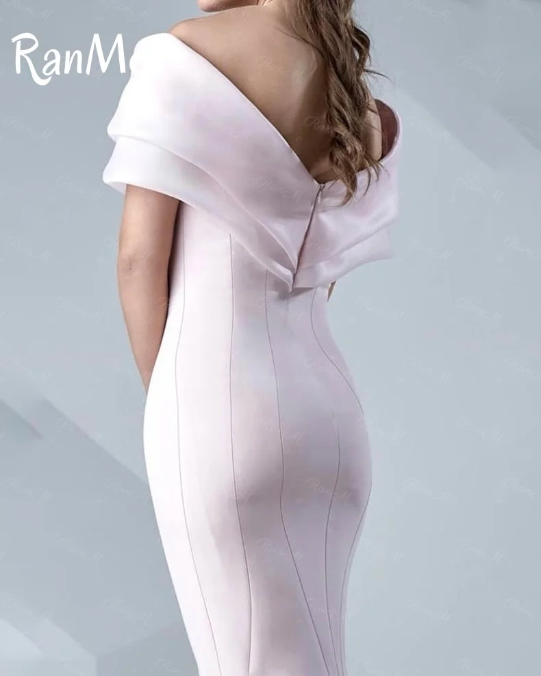 Ranmo-vestido de noche moderno de sirena, sin tirantes, manga corta, plisado, largo hasta el suelo, con hombros descubiertos, vestido Formal para graduación, personalizado, novedad de 2025