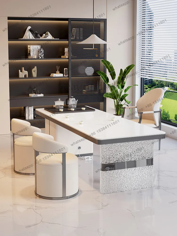 2025 new high-end rock slab tea table kettle integrated embedded