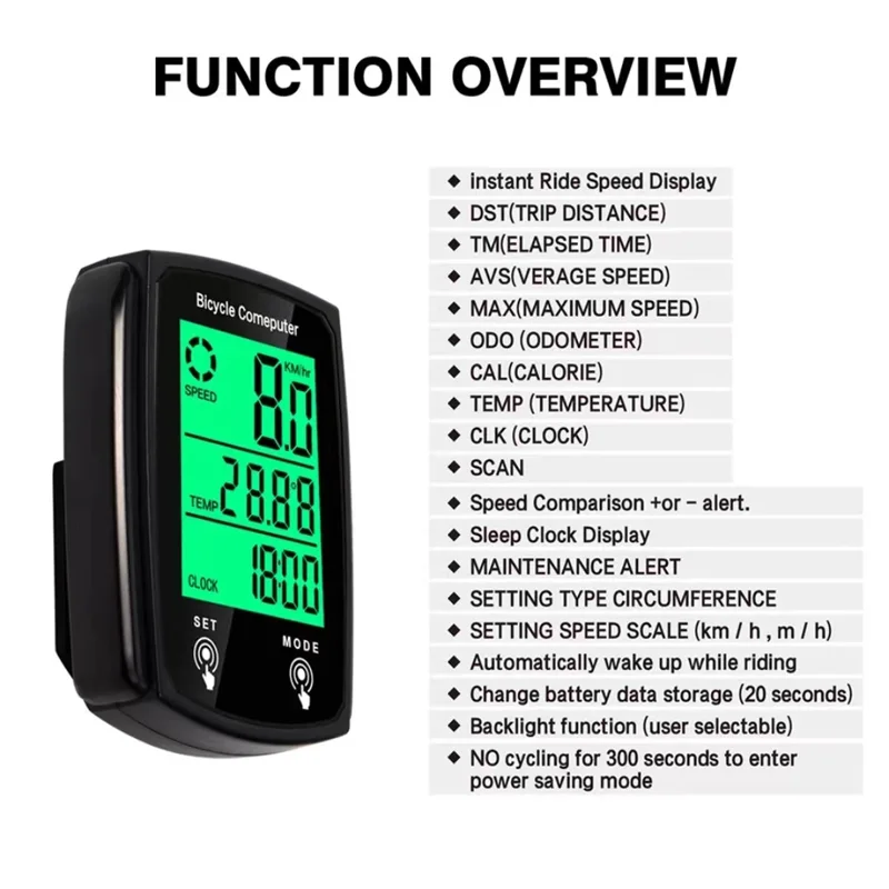 CNC Cycling Computer GPS Speedometer Waterproof Bike Comput Wired Odometer Bicycle Stopwatch With Green Back Backlight English