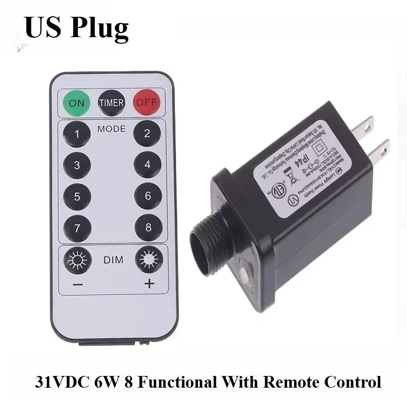 Power Adapter US/EU Plug AC 31V 6W 8 Functional With Remote Control LED Lamp Driver Switch Adapter IP44 Transformer Converter