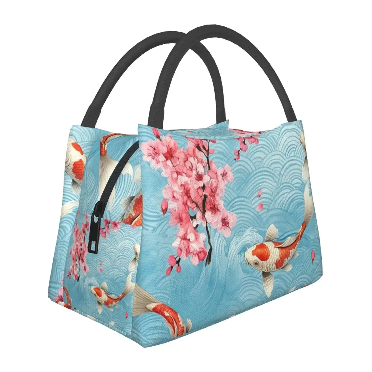 Cherry Blossom Serenity Koi Lunch Bags Insulated Bento Box Portable Lunch Tote Picnic Bags Thermal Bag for Woman Children School