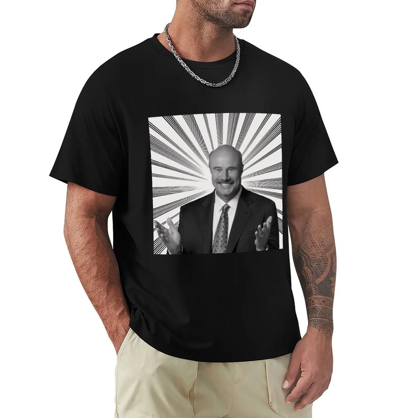 

Dr.Phil black and white T-Shirt Work Wear Simple Tee Shirt