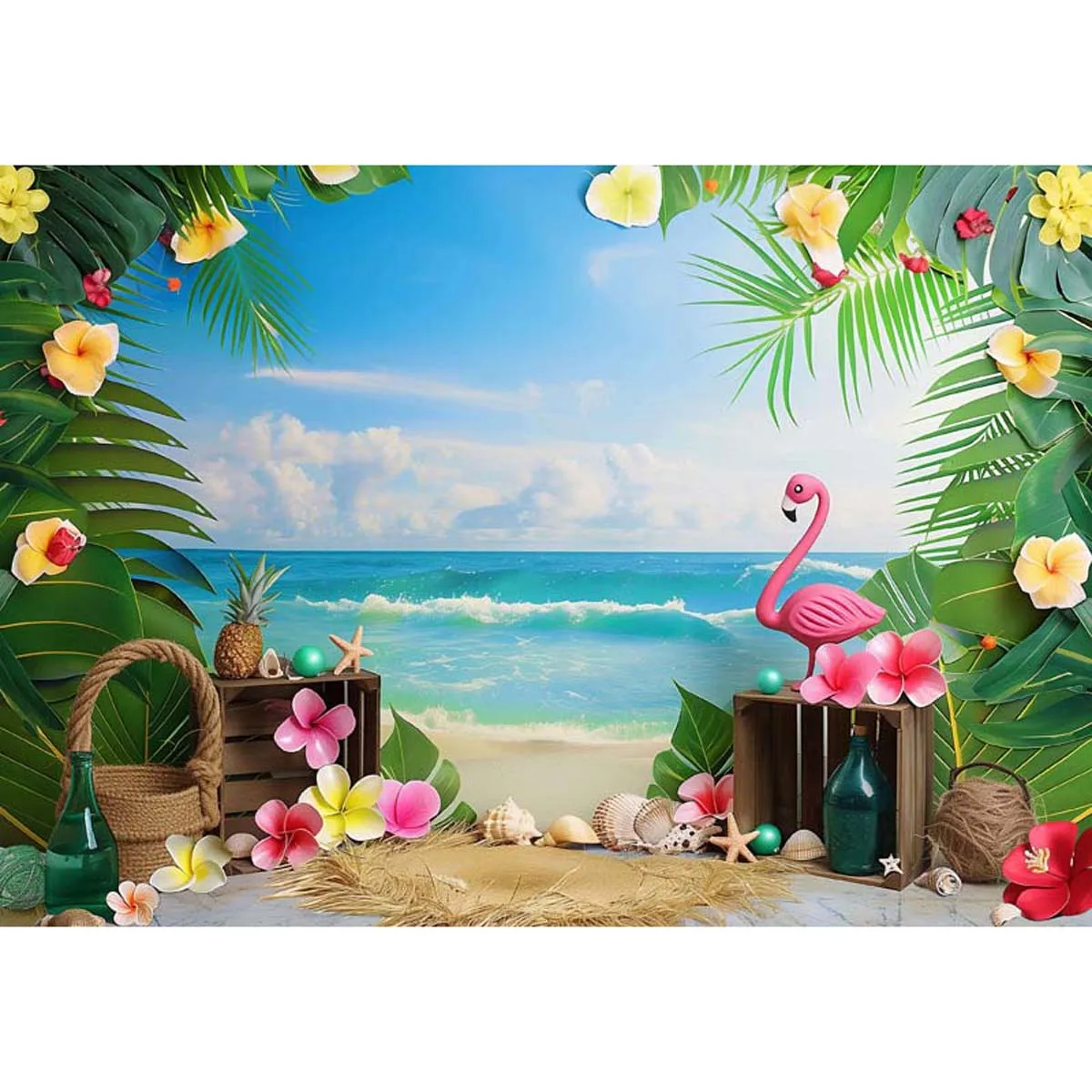 

Allenjoy Summer Beach Flamingo Backdrop