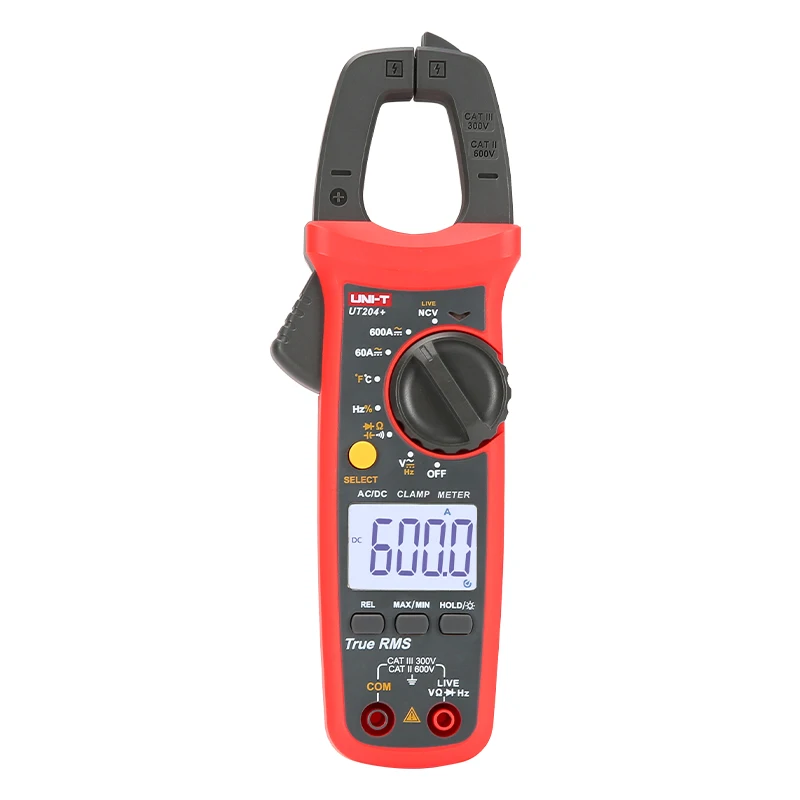 

UT204+ 6000 Counts True RMS Digital Clamp Meter Measure Current 600A,Voltage 600V,Capacitance 60mF and Temperature