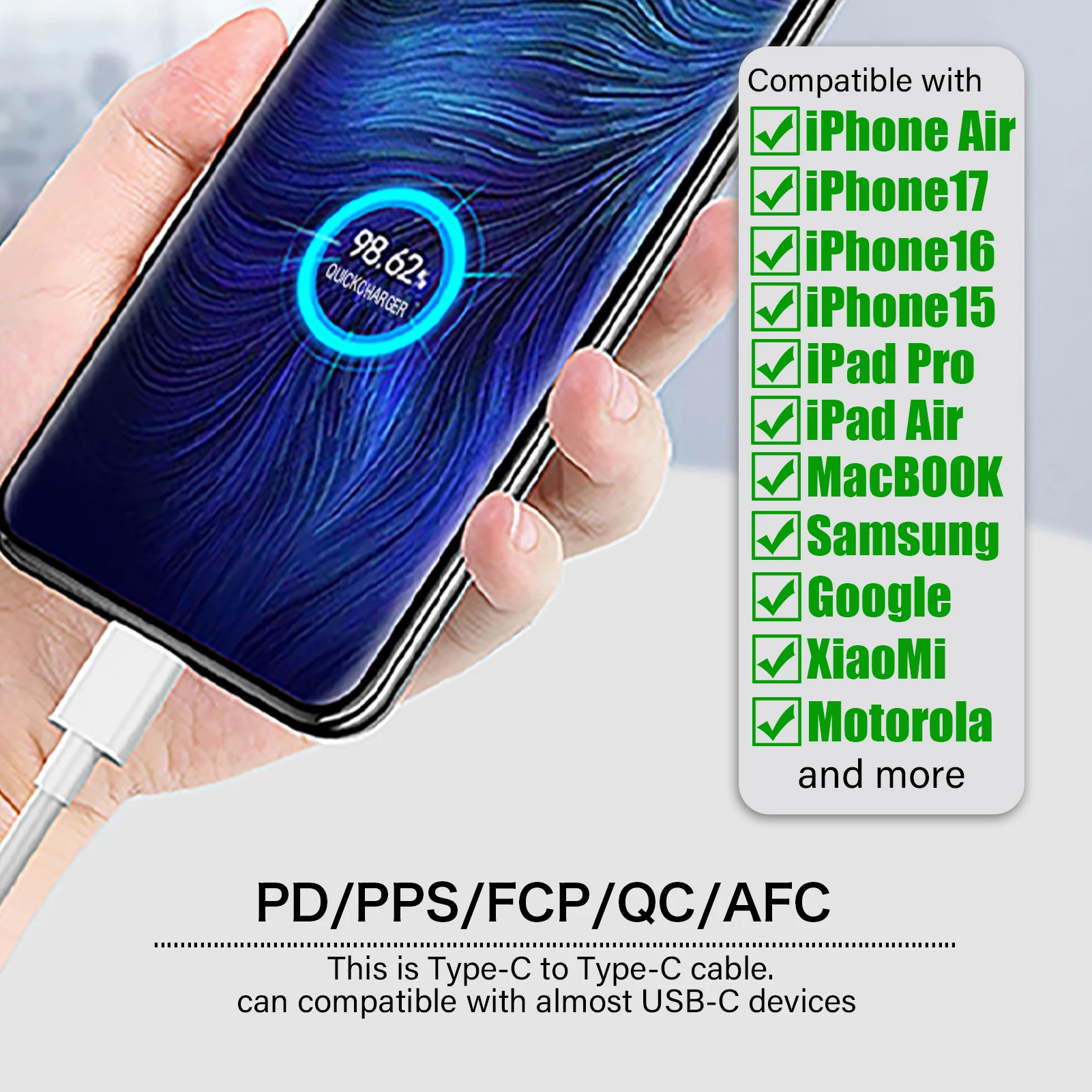 Cable USB-C Original de 60W para Apple iPhone Air 17 16 15 cable para Samsung Honor Xiaomi Google tipo C línea de tejido eyector de tarjeta sim