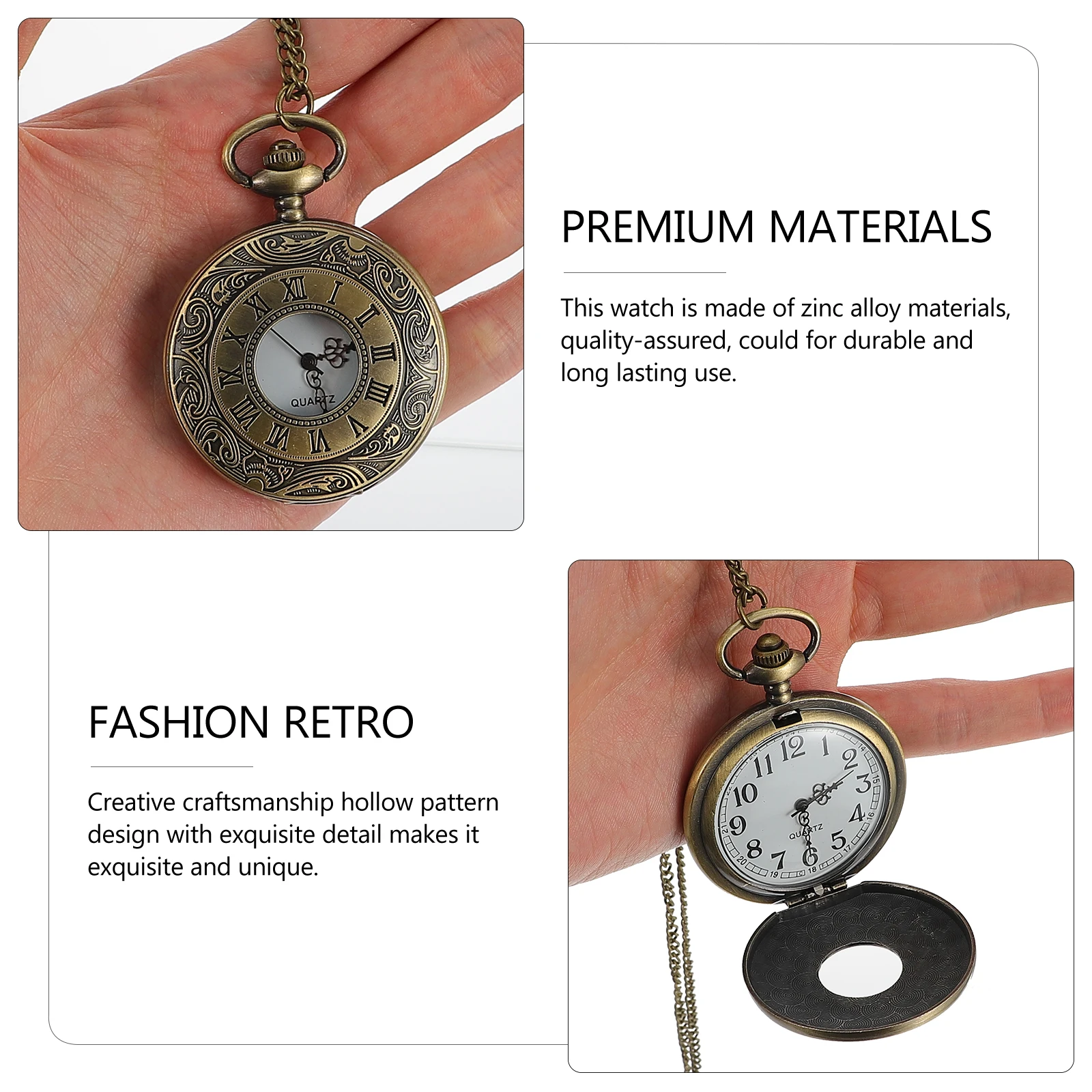 Roman Numeral Pocket Watch for Women Vintage Hanging Waist Timepiece Durable Zinc Alloy Chain Practical Accessories