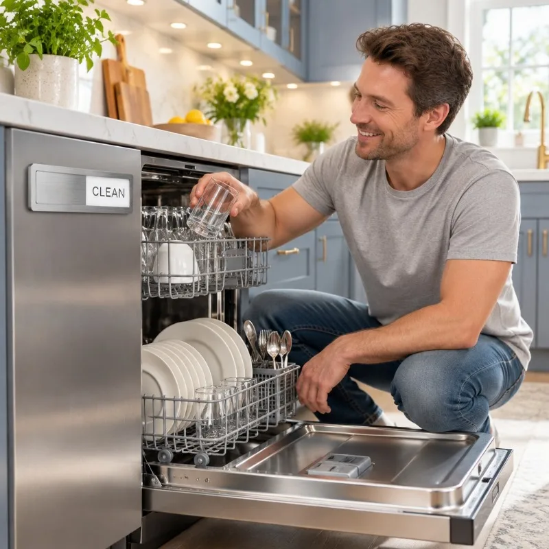 Clean Dirty Dishwasher Magnet Clean/Dirty Sign Stainless Steel Non-Scratch Strong Magnet Extra Adhesive Options Easy to Slide