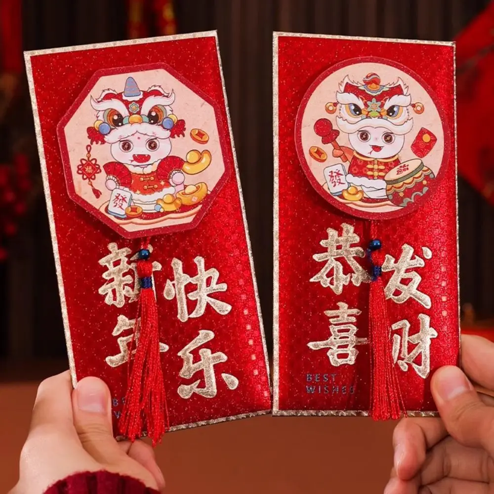 2 pcs 3D 2025 New Year Red Envelope Blessing the Chinese Zodiac Snake Year Money Envelope Money Bags Spring Festival