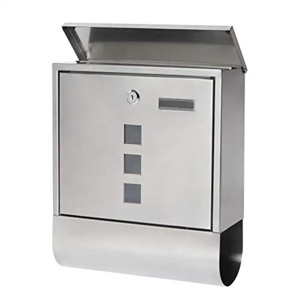 

Large Capacity Stainless Steel Wall Mounted Mailbox with Key Lock and Newspaper Compartment 15.4" x 12" x 4.8" Steel Galvanized