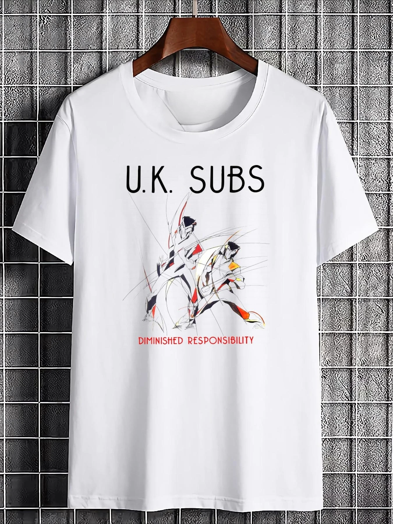 UK Subs Responsibility Graphic T-Shirt  White T-shirt with text and submarine design soft and breathable fabric unisex