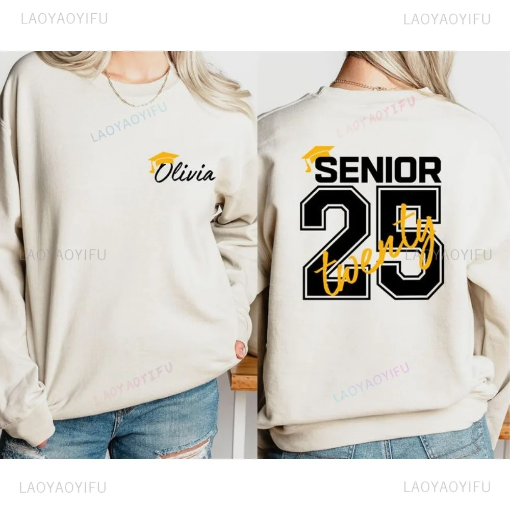 2025 Sweatshirt Graduation 2025 Hoodie Senior Gift Graduation Class of 25 Sweater Senior Hoodie New Casual Simple Casual Style