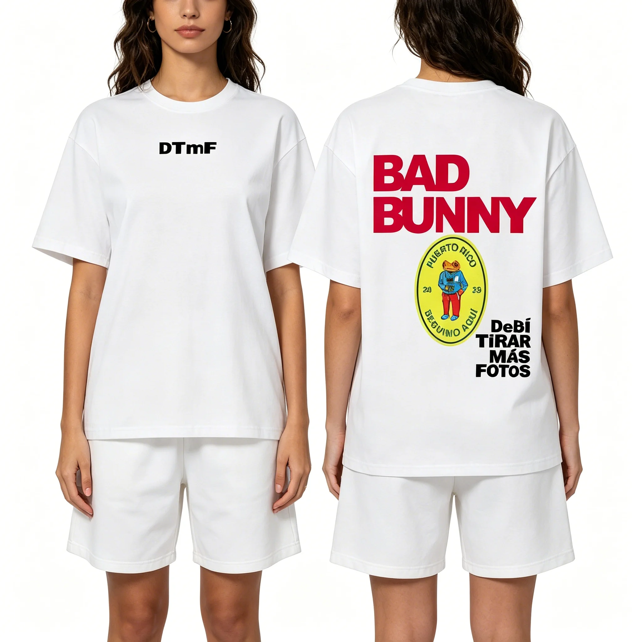 

Men Tee Women T Shirt Boys Top Adults Children Parent Child Cotton Kid Tshirts DTMF Debi Tirar Mas Fotos Bad Bunny Casual Loose