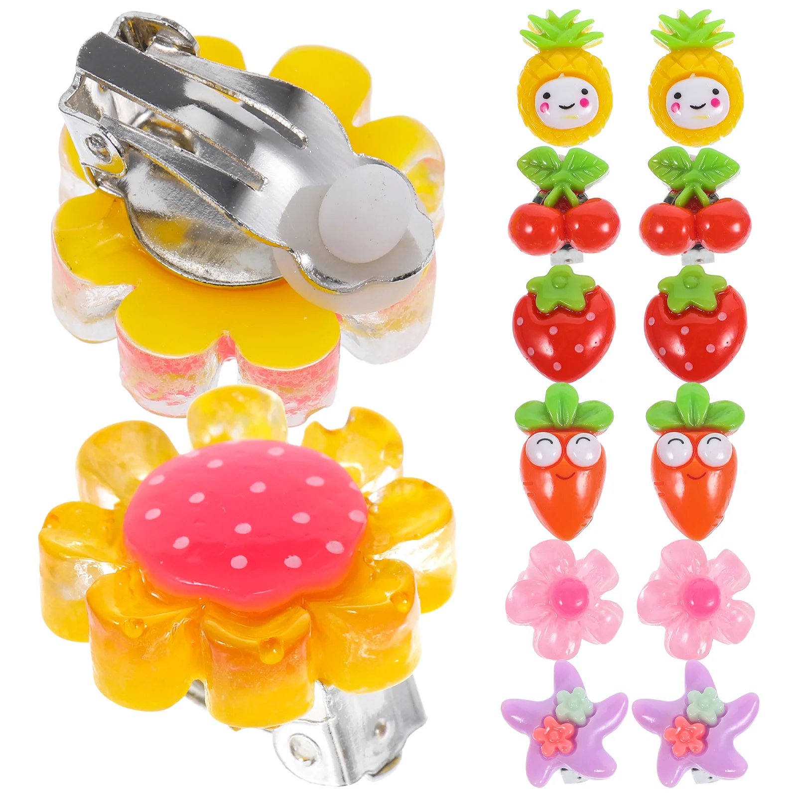 クリップオン女の子子供軽量お祝い装飾漫画イヤリングプレイイヤリング耳クリップ素敵な耳フープ誕生日