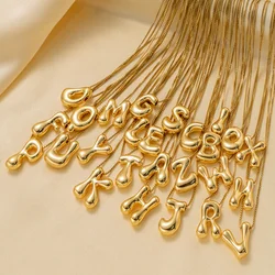 Creative A-Z Balloon Bubble Letter pendant Neckalce for Women Gold Plated Chunky Initial Necklaces Jewelry Birthday Gift
