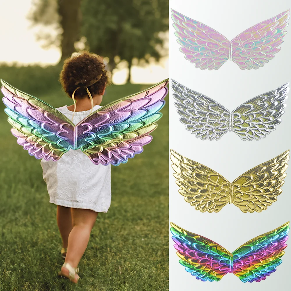 Kids Colorful Angel Wings Princess Costume Cosplay Children Accessories Halloween Birthday Festive Party Decorations Props