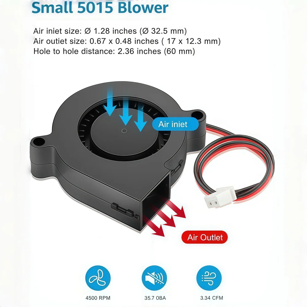 5015 Lüfter 24V, 3D-Drucker 24-Volt-Lüfter Turbine Turbo Hydrauliklager, Bürstenloser Kühllüfter 50mmx15mm 2PIN – Detail 3