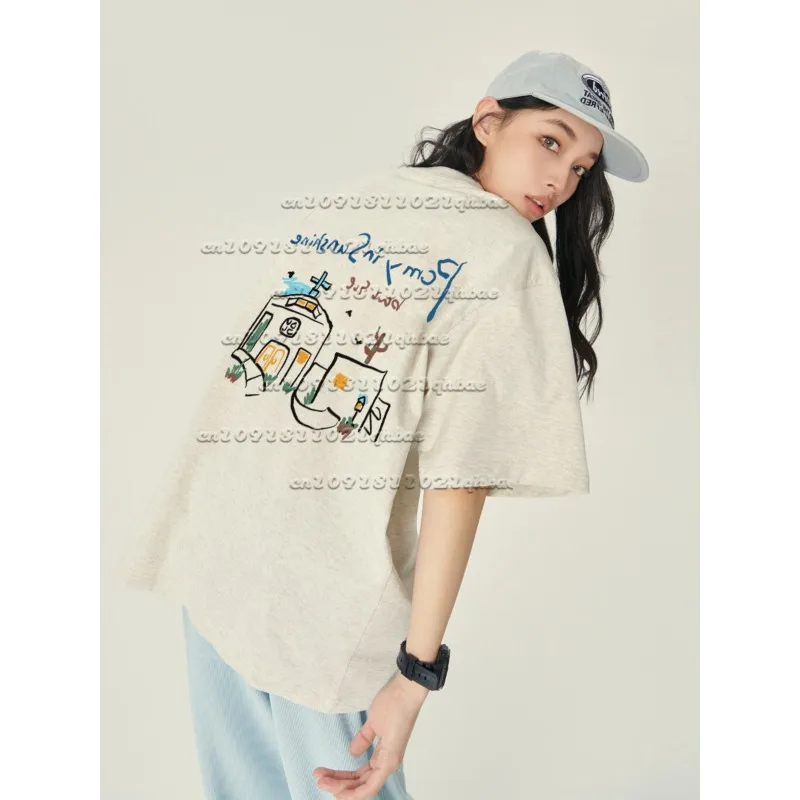 

Line House 3D Printed Short Sleeve Top Summer New Couple's Loose Breathable Versatile Quick Drying T-shirt Trendy