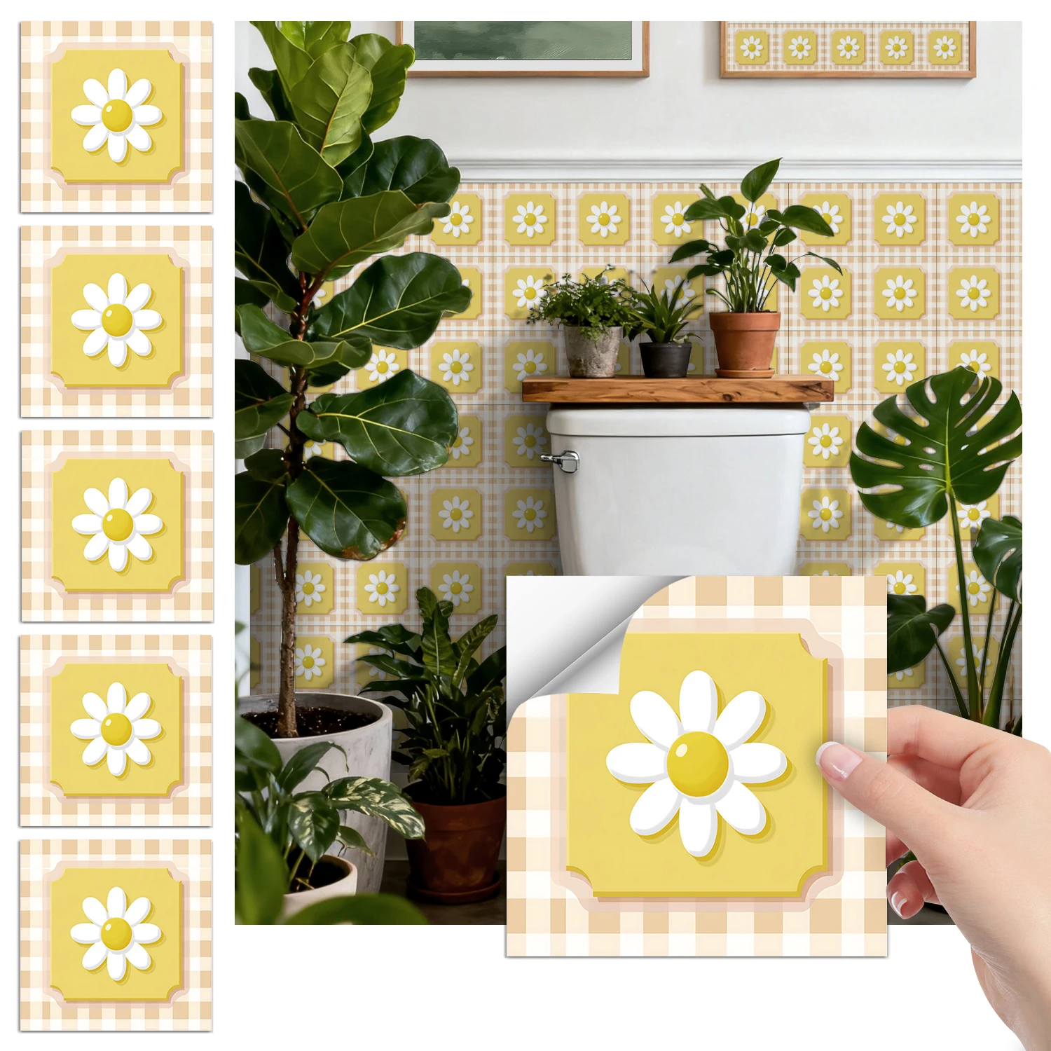 

36Pcs Vintage Floral Tile Stickers, Self-Adhesive Peel and Stick Wall Decals, Waterproof for Kitchen Bathroom Home Decor