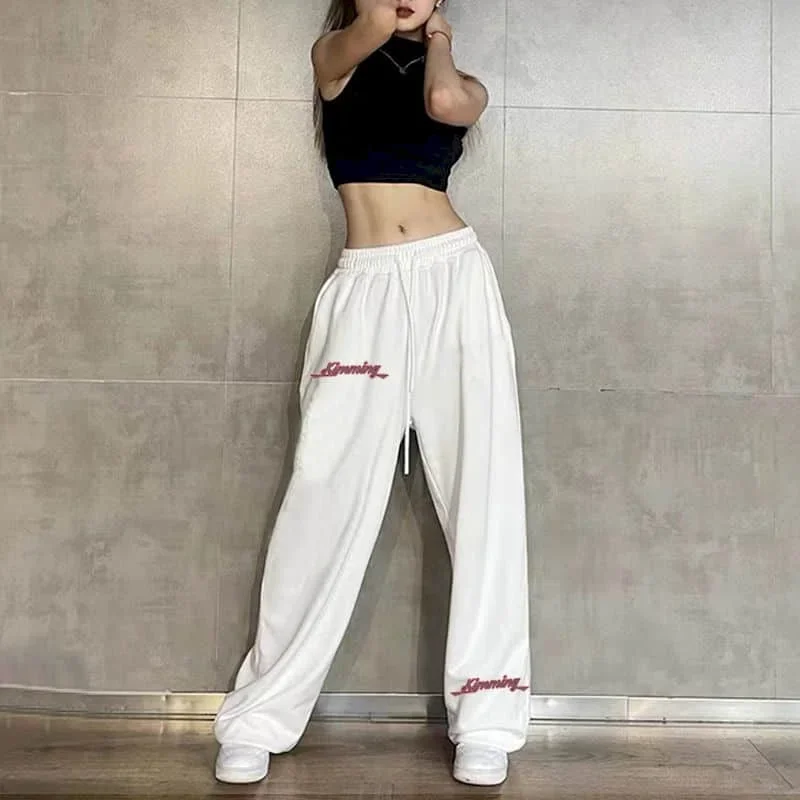 

Pop Women Pants American High Street Hip-hop Sporty Casual Jazz Letter Printing Trousers Korean Fashion Streetwear Women Clothin