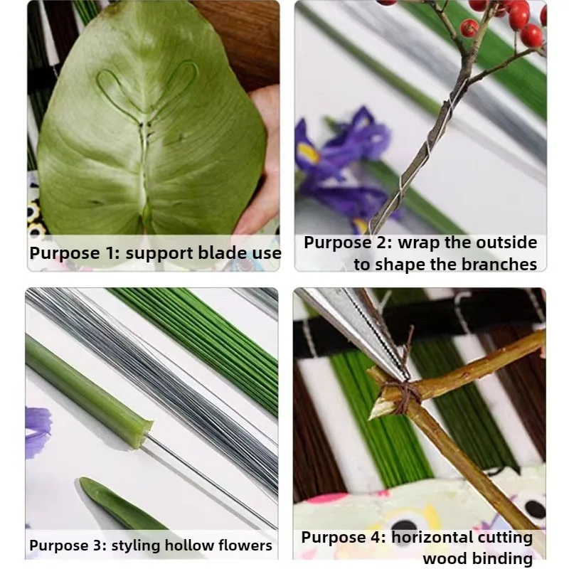 100 Stück/Set # 20 # 26 Papier-Blumendraht, 40 cm lang, Eisendraht, 1 mm, 0,4 mm, verwendet für die Herstellung von DIY-Nylonstrümpfen, Blumenzweigen – Detail 3