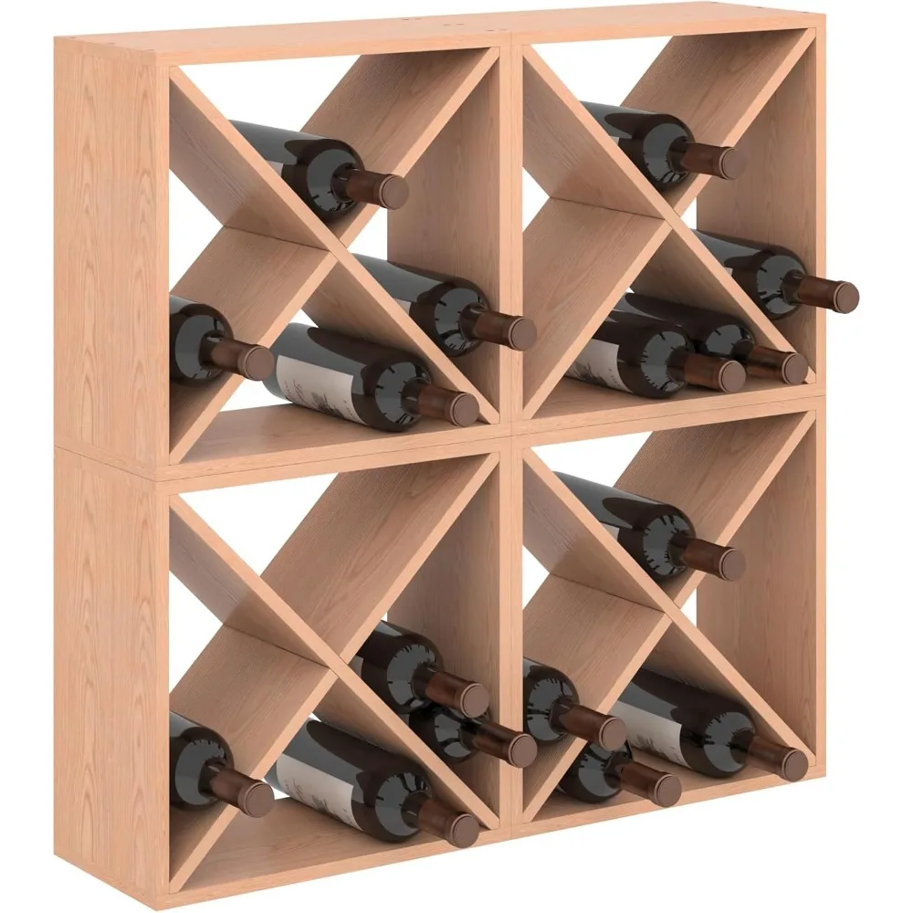 

96 Bottle Wine Rack Countertop Wine Storage Cube Freestanding Wine Holder Wood Storage Shelf for Home Kitchen Bar