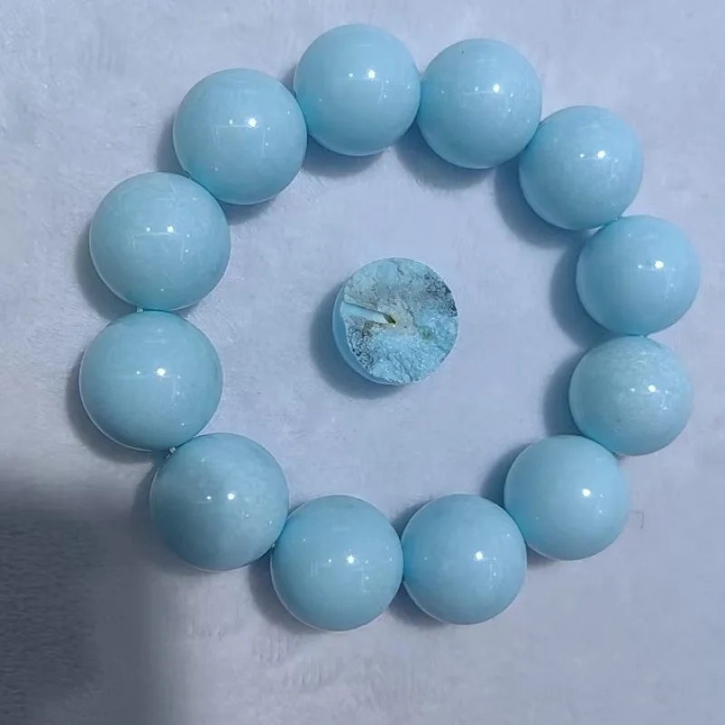 

Natural Magnesite Turquoise White Blue Pine 20mm Large Particle Round Bead Bracelet Men