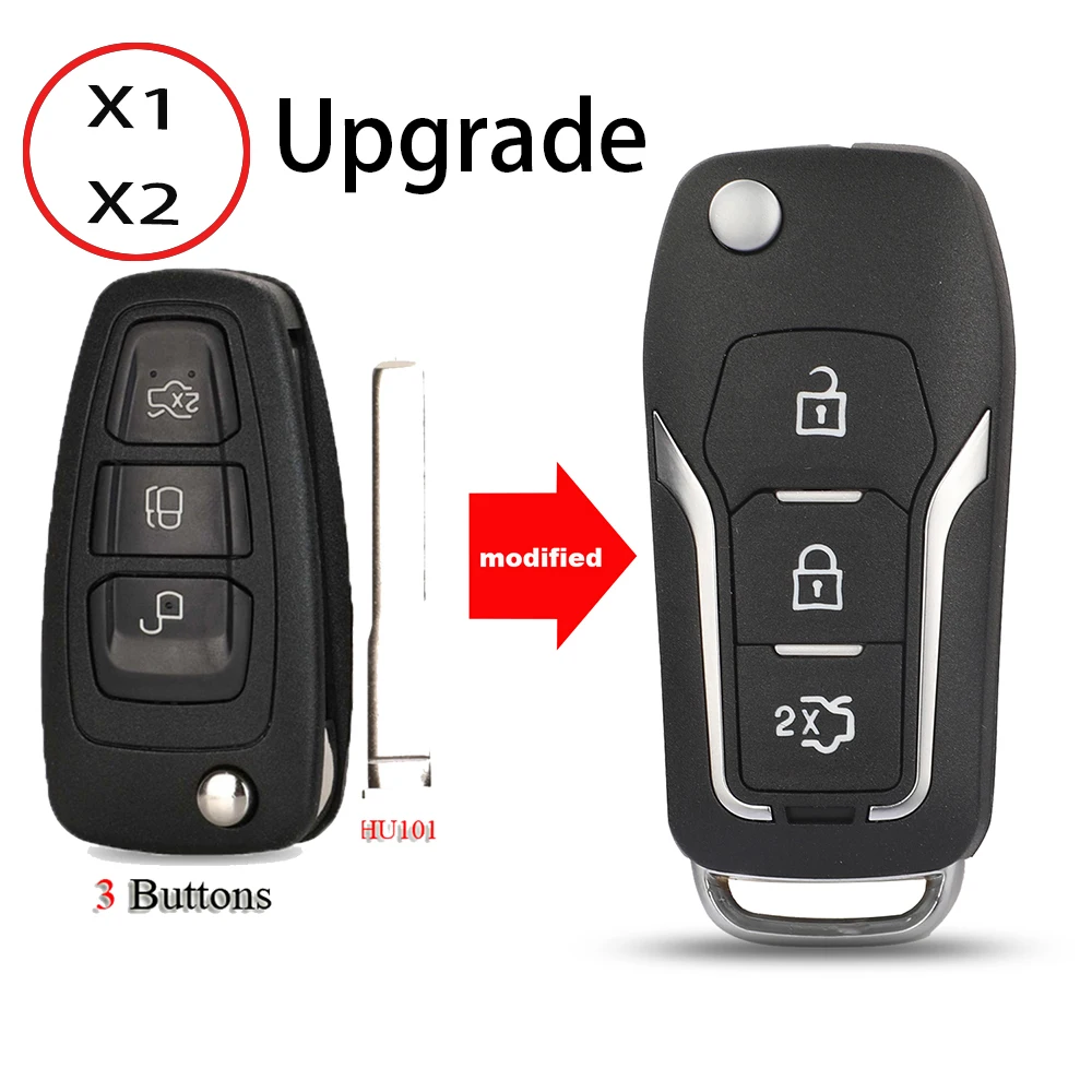 jingyuqin X1 X2 Remote Modified Flip Folding Car Key Shell For Ford Focus 3 Fiesta Connect Mondeo C Max Smart Key Fob Case