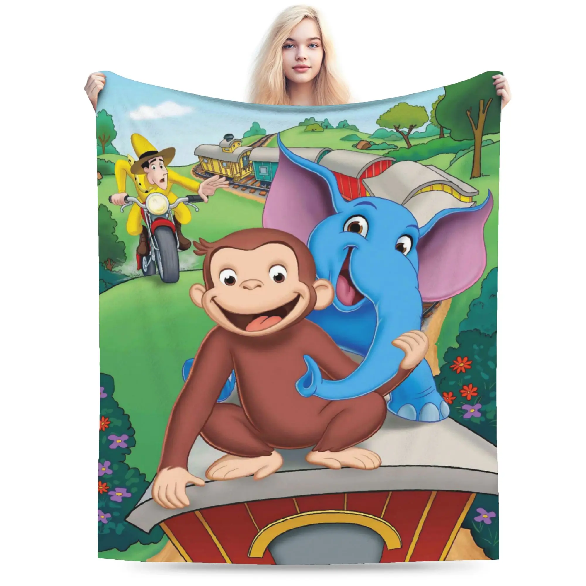Curious George African Monkey  Merch Blanket Super Soft Cozy Throw Blankets for Couch 50x60 Inches Multiple Sizes Bedding Throws