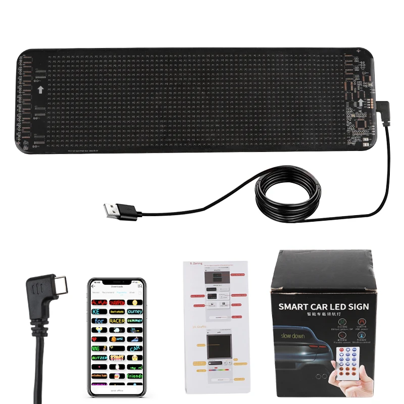 Led Car Sign Source Bluetooth Car Flexible LED Full Color Advertising Screen Ultra-thin Display Soft Screen Refitcar Accessories