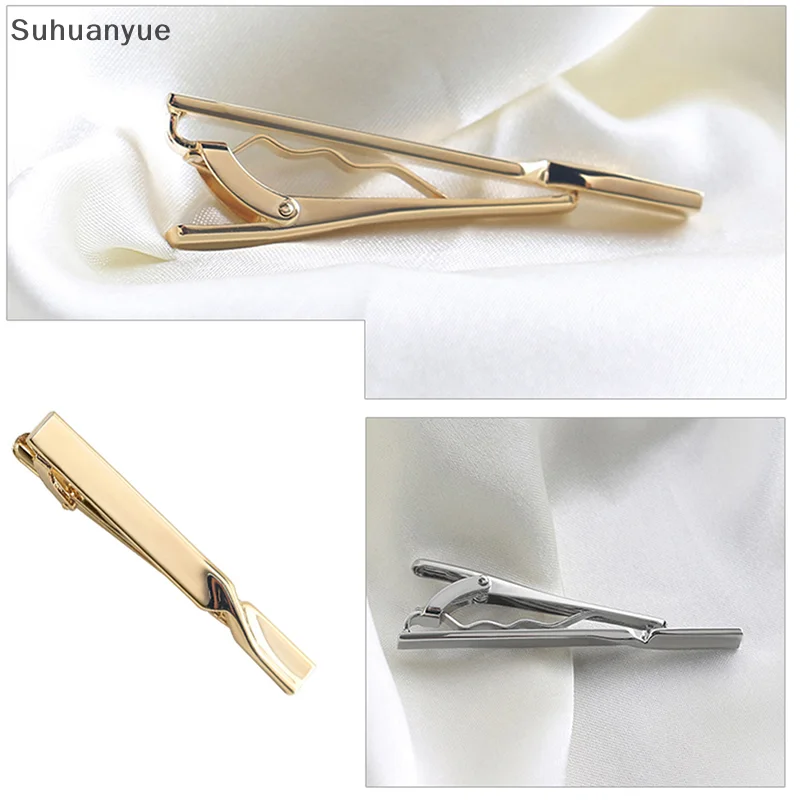 1Pc Tie Clip for Men Copper Simple Bar Clasp Practical Fashion Mens Classic Tie Clips Clamp Pin Jewelry Necktie Accessories