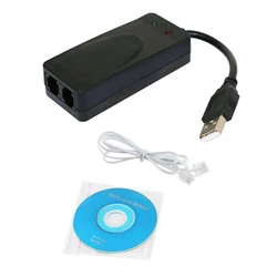 1Pc 2 Dual RJ11 Ports USB 56K External Dial Up Voice Fax Data Modem For Windows 7 8