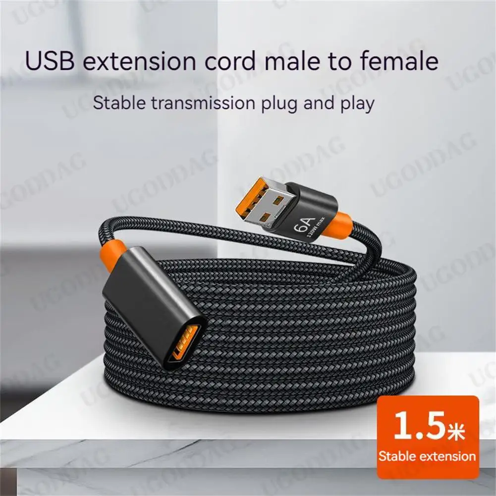 150cm Nylon Braided Extension Cable Lossless Extended Transmission USB 3.0 Male To Female Data Cable For PC TV