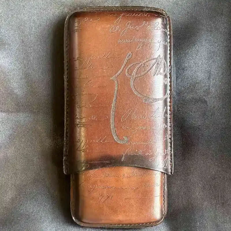

Portable Durable Leather Case Holder 3 Cigar Case Tube Travel Brown Cigar Cedar Humidor Cigar Accessories 917