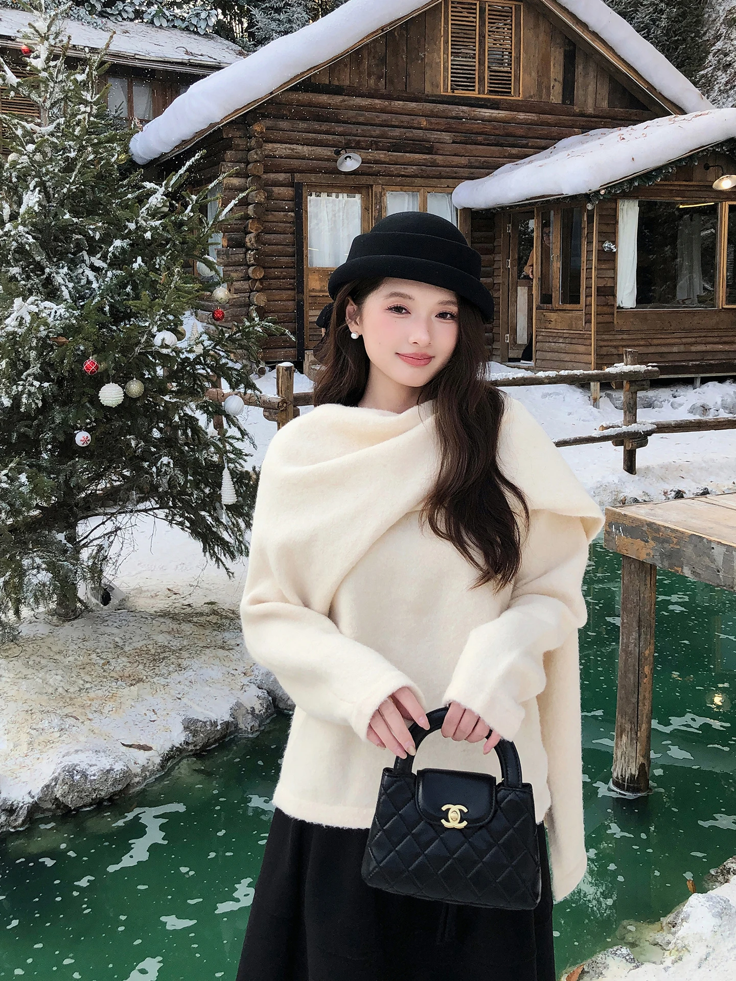 

Женский зимний повседневный свитер-накидка Chuqing в корейском стиле, свободный крой, мягкий, с длинными рукавами, круглым вырезом, теплый топ