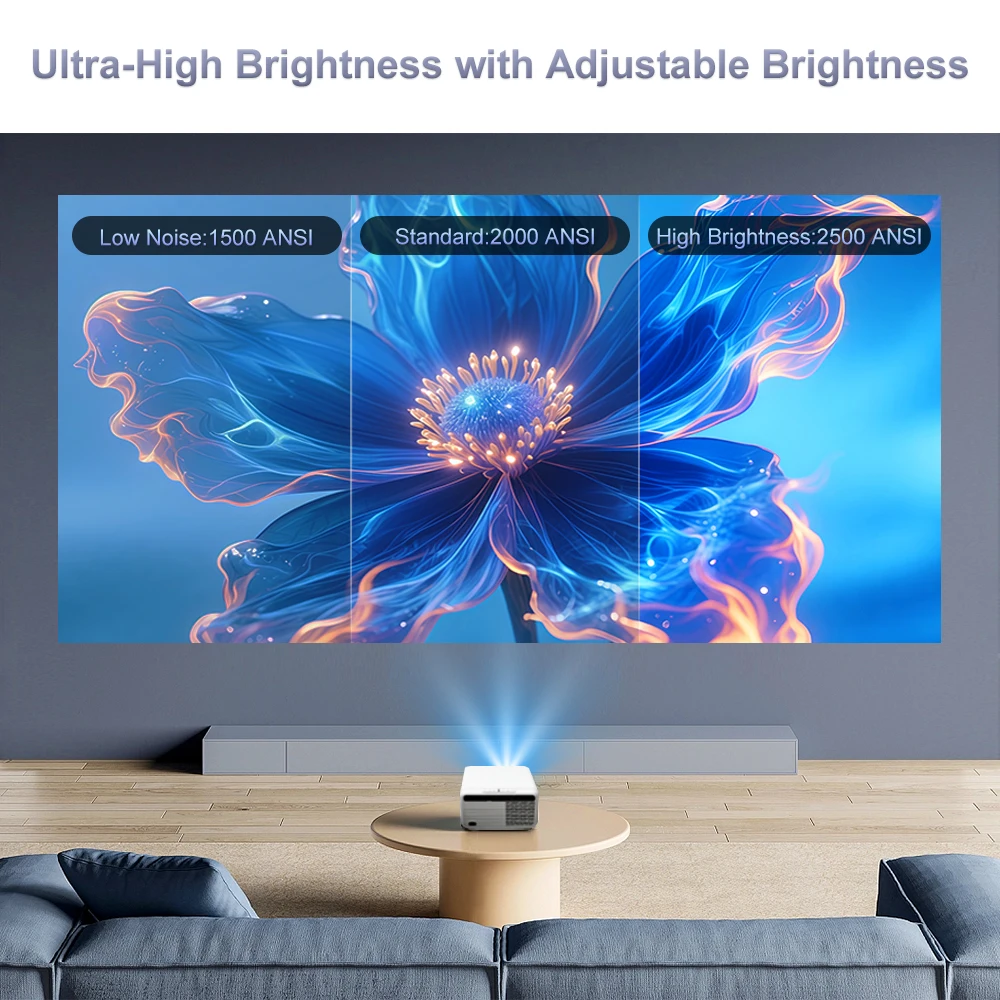 جهاز عرض Flixtone D9W Mini 2500 ANSI Full HD 1080P 4K أجهزة عرض شعاع محمولة للأفلام المسرح المنزلي واي فاي أندرويد لعبة متعاطي المخدرات #4