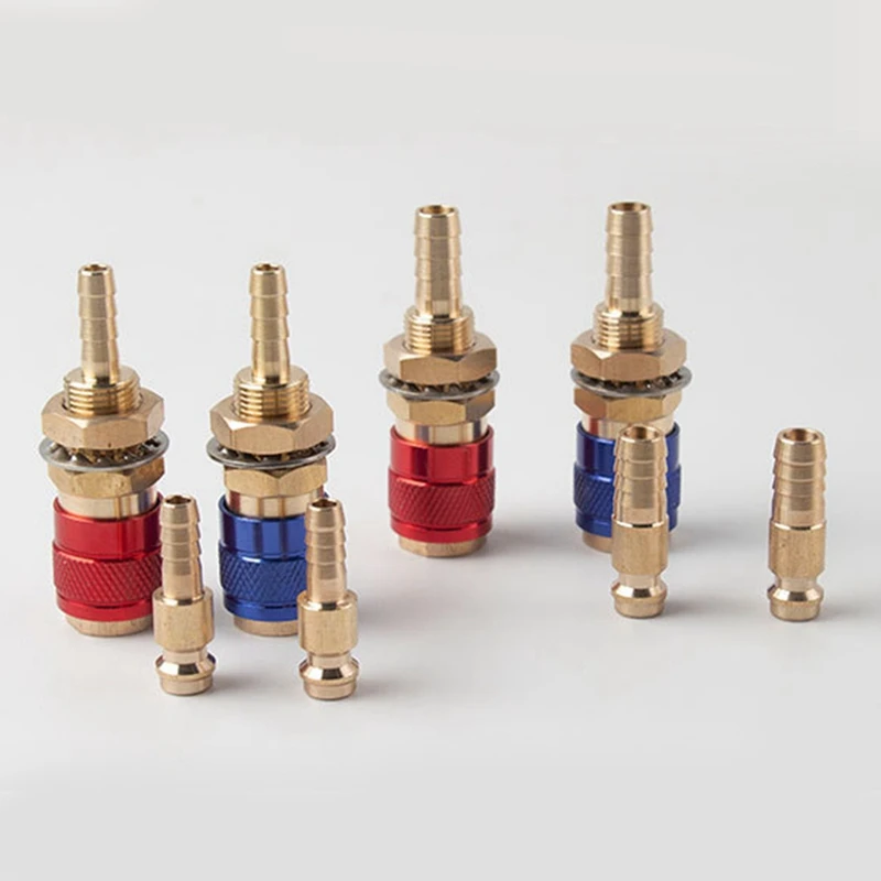 Hot 2 ชิ้นระบายความร้อนด้วยน้ําแก๊สน้ําอะแดปเตอร์ Quick Connector สําหรับ MIG TIG เชื่อมไฟฉายปลั๊ก, สีฟ้า + สีแดง