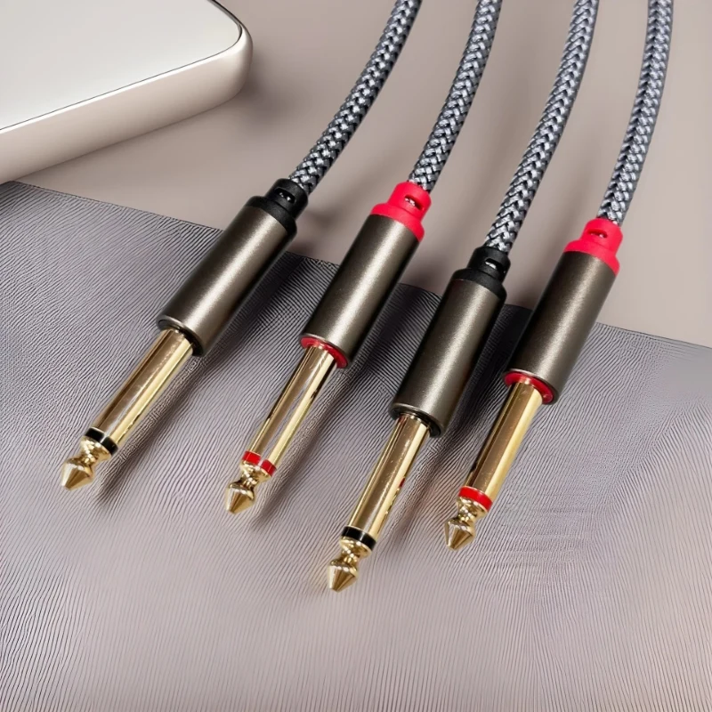 Dual 1/4' TS to Dual 1/4' TS Stereo Cable, Compatible with a Variety of Devices: AV Receivers, Amplifiers, Mixers and Hi-Fi Ster