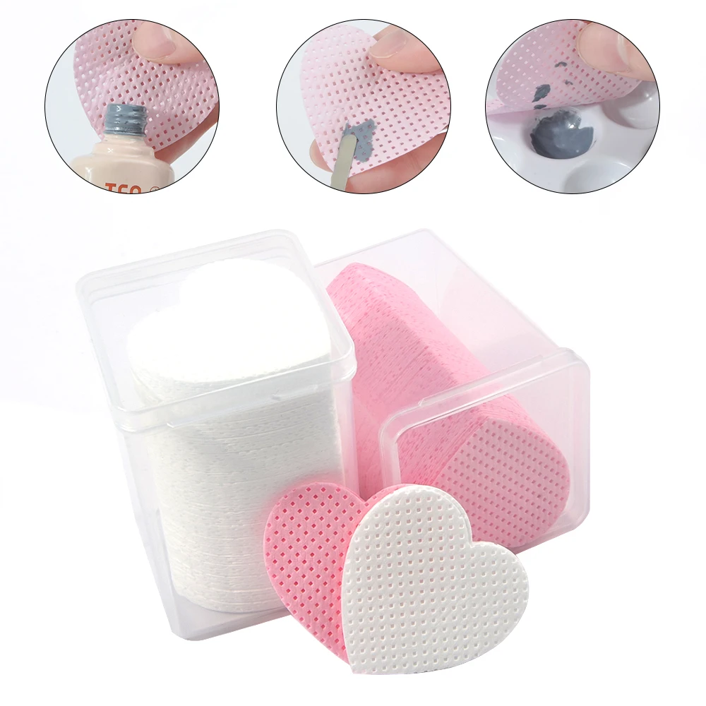 

200pcs/box Nail Polish Remover Cotton Wipes Heart-shaped UV Gel Tips Remover Cleaner Paper Pad Nails Polish Art Cleaning Tools